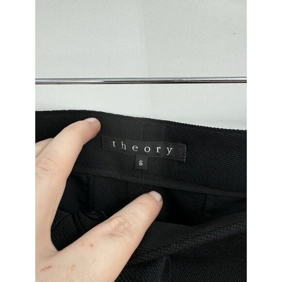 Theory Wool Dress Pant Women 6 Straight Leg Pleated Front Black - Picture 3 of 8